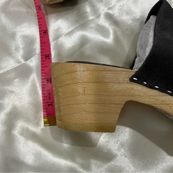 Rag And Co Darcie Clogs Suede Wooden Heel Dark Grey Size 7 Boho Chic Indie Fall - Picture 13 of 15